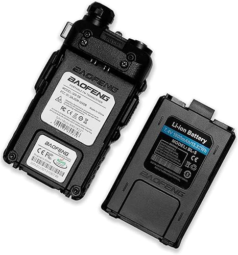 Baofeng UV-5R Two Way Radio Dual Band 144-148/420-450Mhz Walkie Talkie 1800mAh Li-ion Battery(Black)