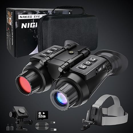 GOYOJO 4K Head-Mounted Night Vision Goggles & Binoculars – Infrared NVG with 4 Color Vision, Manual Focus & 8X Digital Zoom for Hunting, Camping, and Outdoor Surveillance