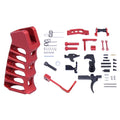 AR-15 Enhanced Lower Parts Kit With Upgrades & Skeletonized Aluminum Pistol Grip (Anodized Red)