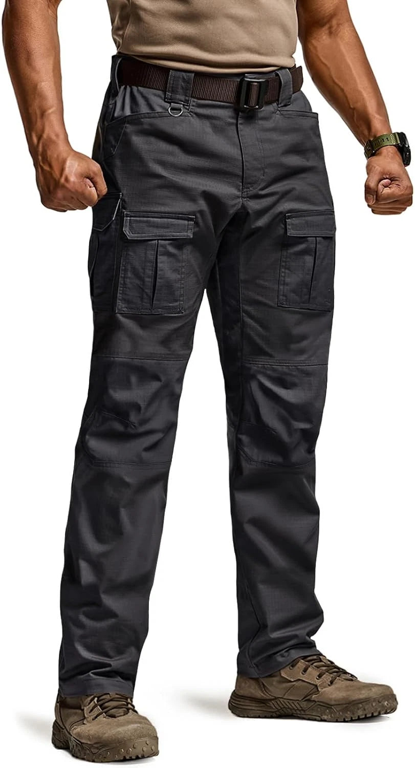 Men'S Flex Ripstop Tactical Pants, Water Resistant Stretch Cargo Pants, Lightweight EDC Hiking Work Pants