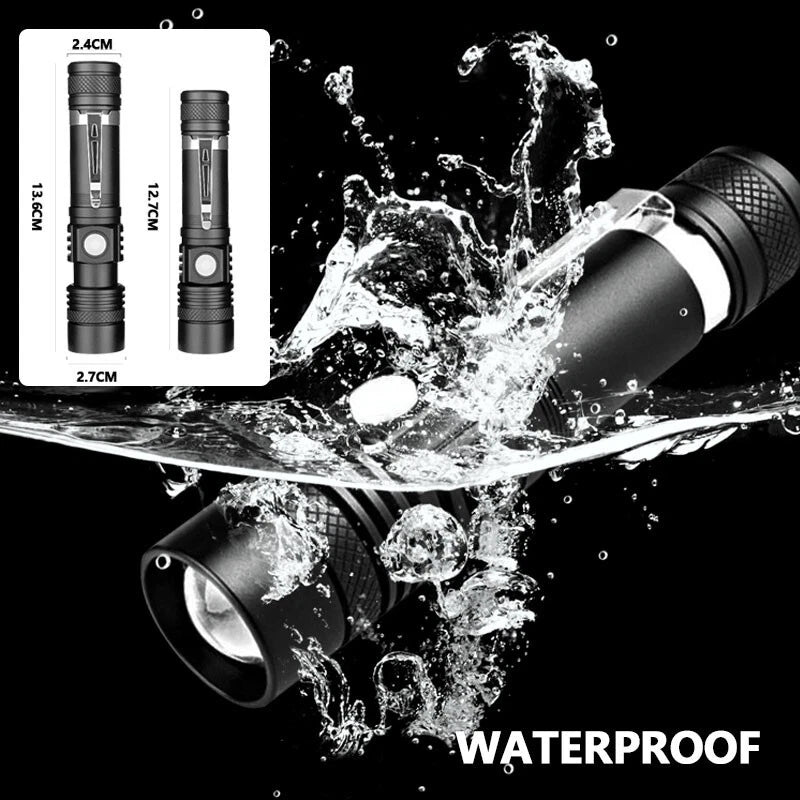 Rechargeable 990000LM LED Flashlight Tactical Police Super Bright Torch Zoomable