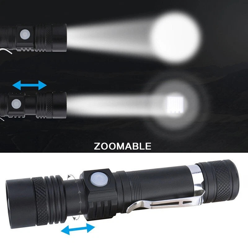 Rechargeable 990000LM LED Flashlight Tactical Police Super Bright Torch Zoomable